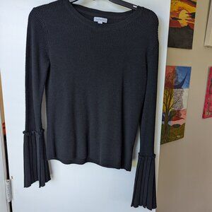 Olivia Warren Black Bell Sleeve Ribbed Sweater Size Large